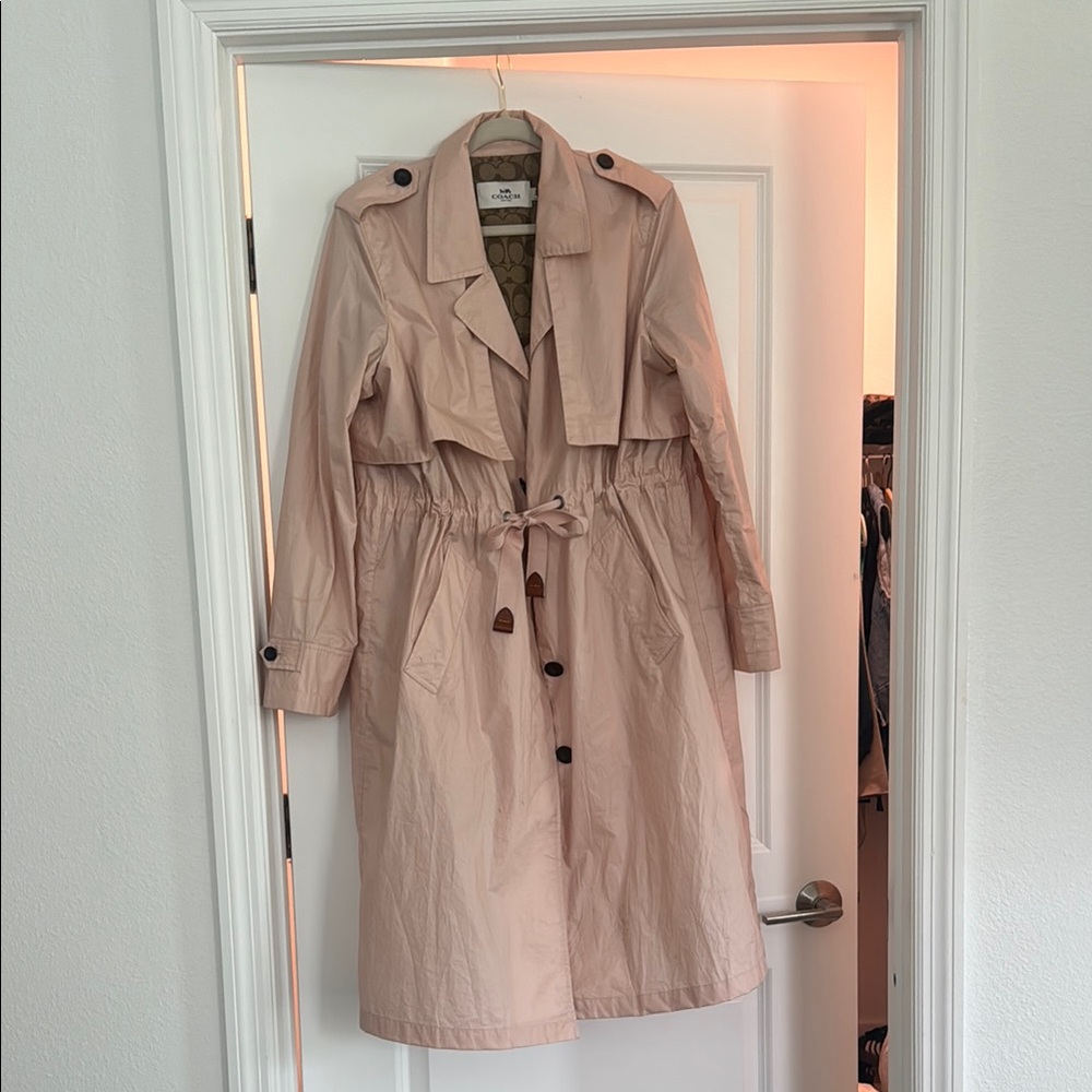 Coach Beige Trench Coat Double-Breasted Lightweight